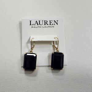 NWT Ralph Lauren Gold-Tone Black Stone Drop Earrings